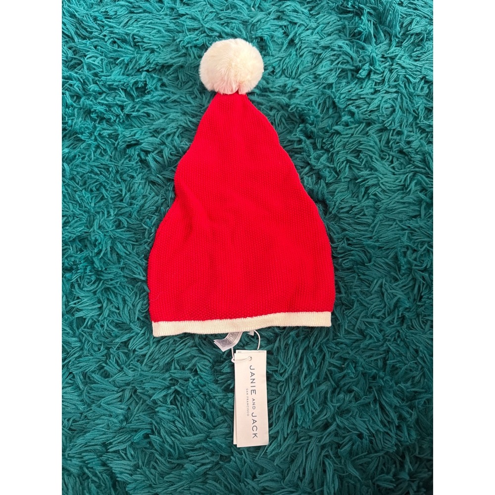 Janie and Jack Baby Red Knit Santa Hat Faux Fur Pom Pom 3-6 Months NWT Holiday